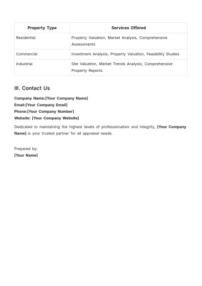 Free Appraiser Capability Statement Template to Edit Online