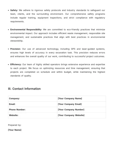 Free Capability Statement for Excavation Services Template to Edit Online