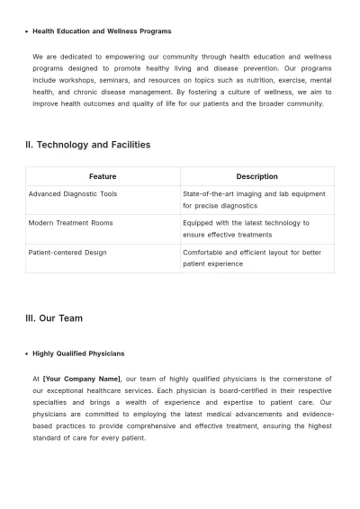 Free Capability Statement for Medical and Health Services Template to Edit Online