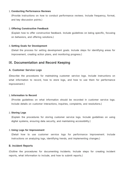 Free Blank Grocery Store Customer Service SOP Template to Edit Online