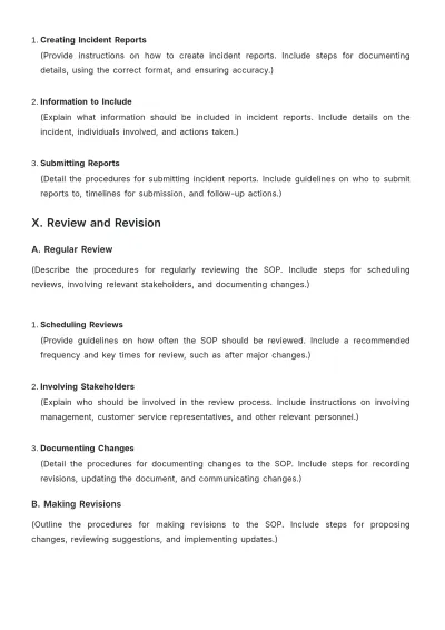 Free Blank Grocery Store Customer Service SOP Template to Edit Online