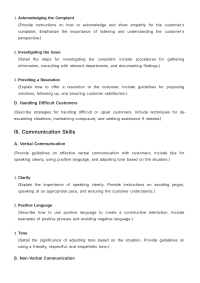 Free Blank Grocery Store Customer Service SOP Template to Edit Online