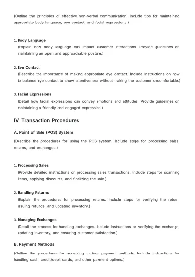 Free Blank Grocery Store Customer Service SOP Template to Edit Online
