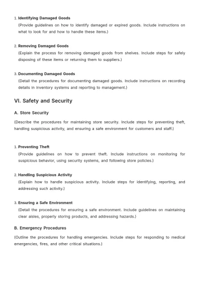 Free Blank Grocery Store Customer Service SOP Template to Edit Online