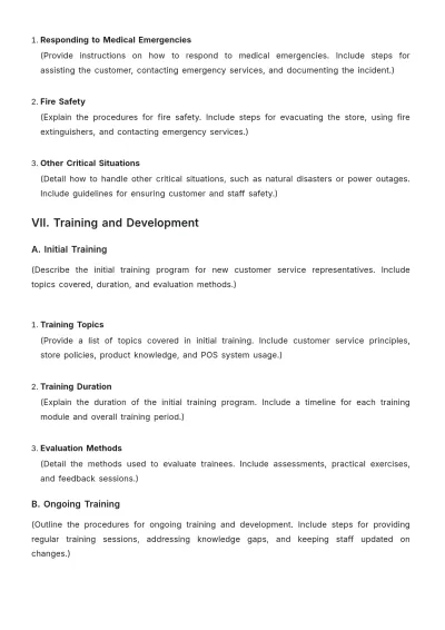 Free Blank Grocery Store Customer Service SOP Template to Edit Online