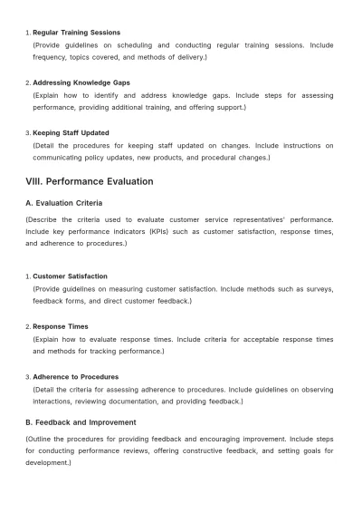 Free Blank Grocery Store Customer Service SOP Template to Edit Online