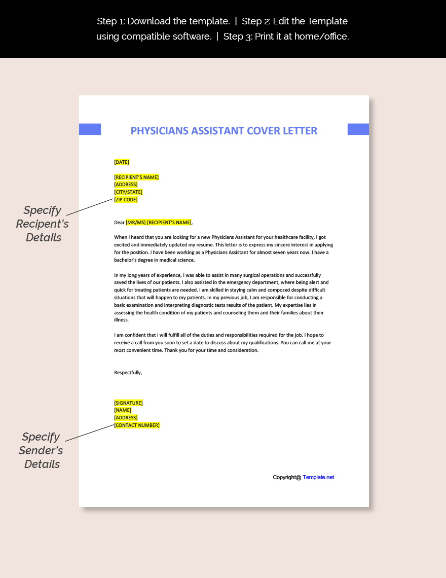 Physicians Assistant Cover Letter Template