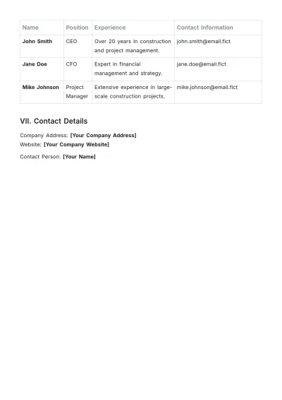 Free Capability Statement for Contractors Template to Edit Online