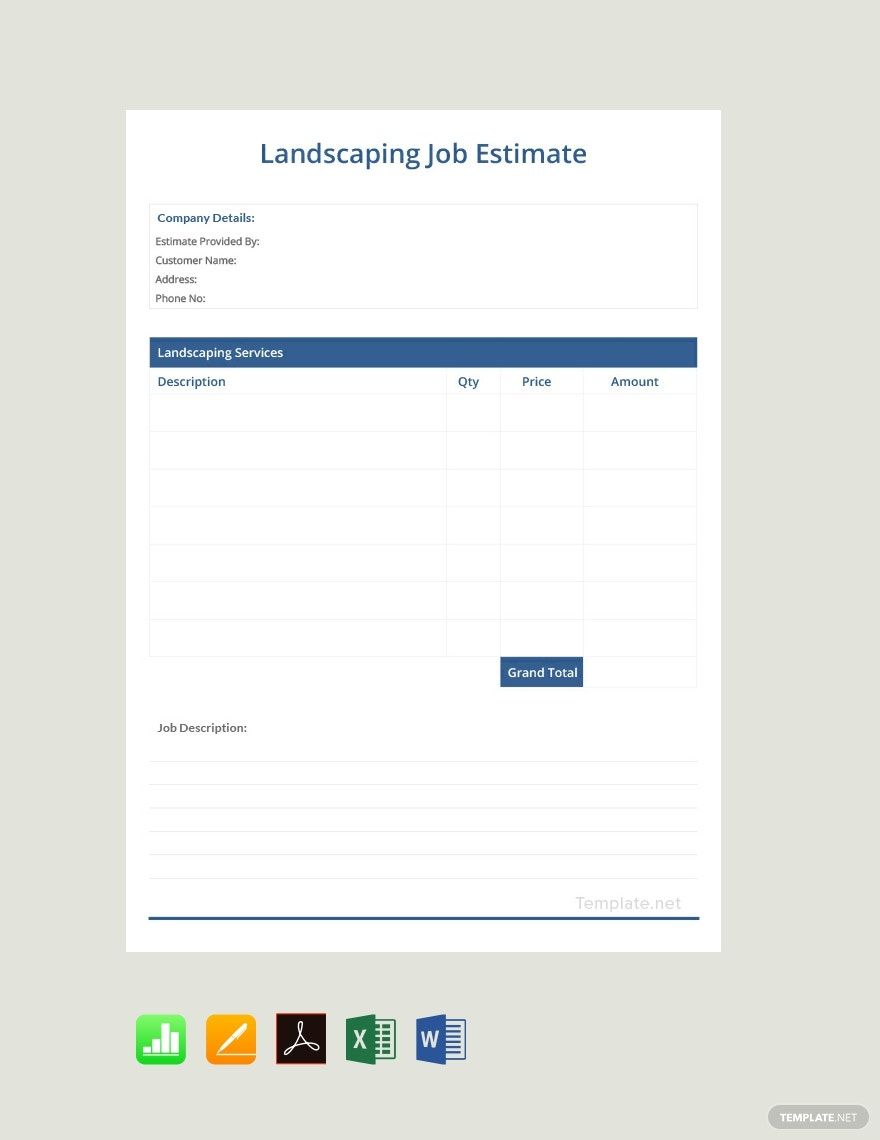 Free Landscaping Job Estimate Template