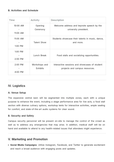 Free Campus Event Proposal Report Template to Edit Online
