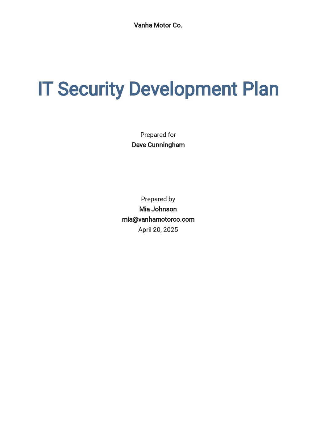 Security Plan Templates In Microsoft Word DOC Template