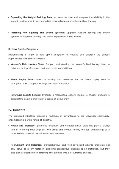 Free University Athletics Proposal Report Template to Edit Online