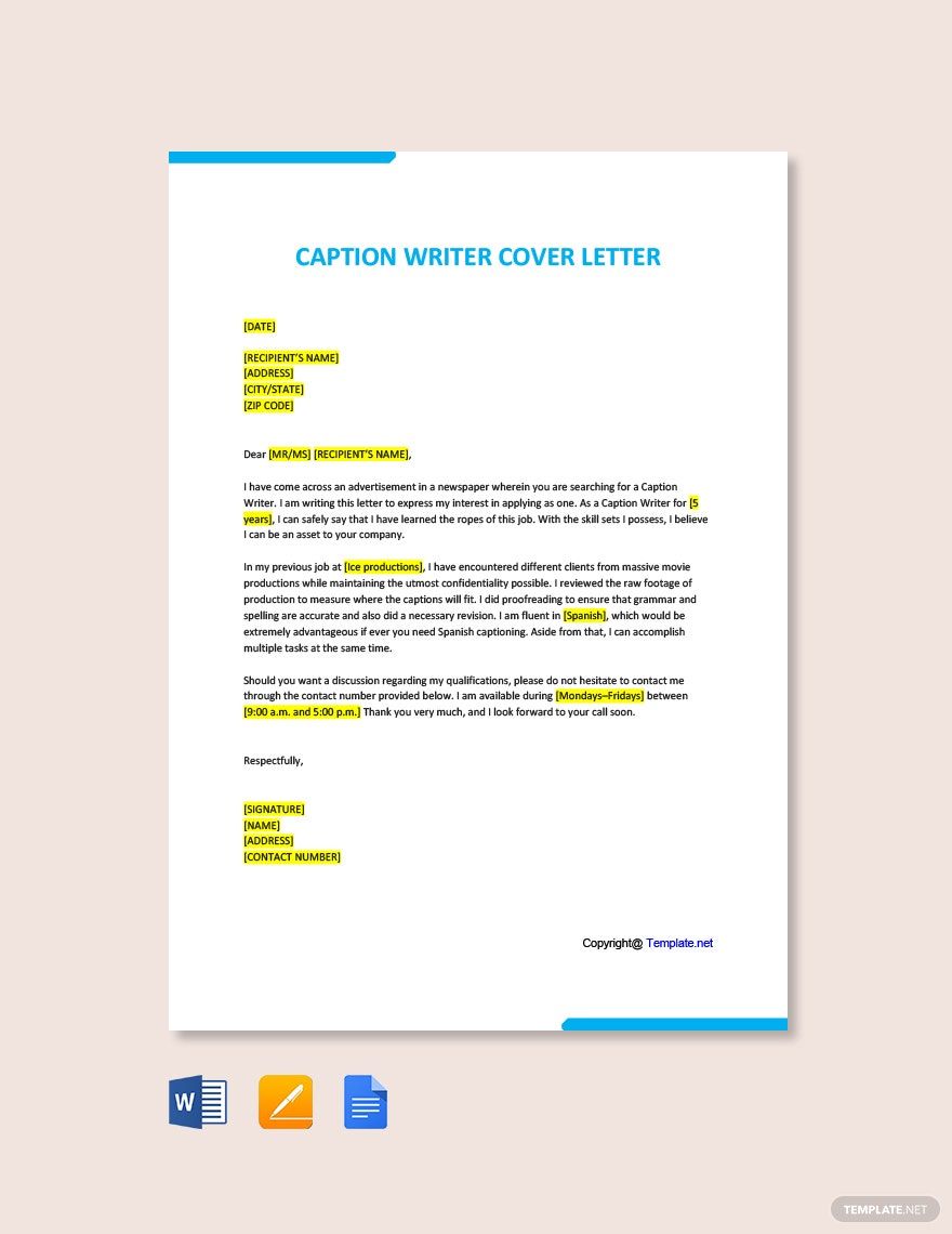 Writer Letter PDF Templates Free Download Template