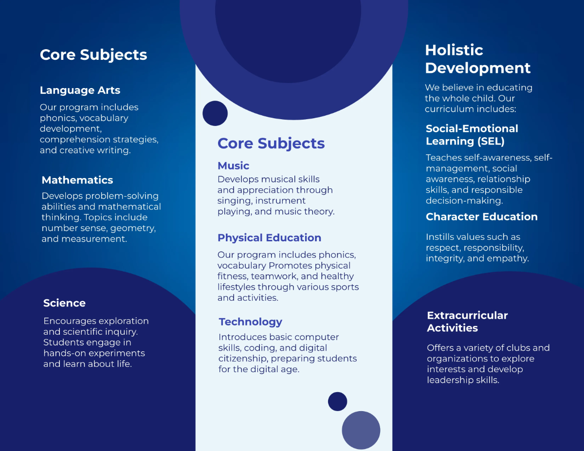 Free Elementary School Tri-Fold Brochure Template to Edit Online
