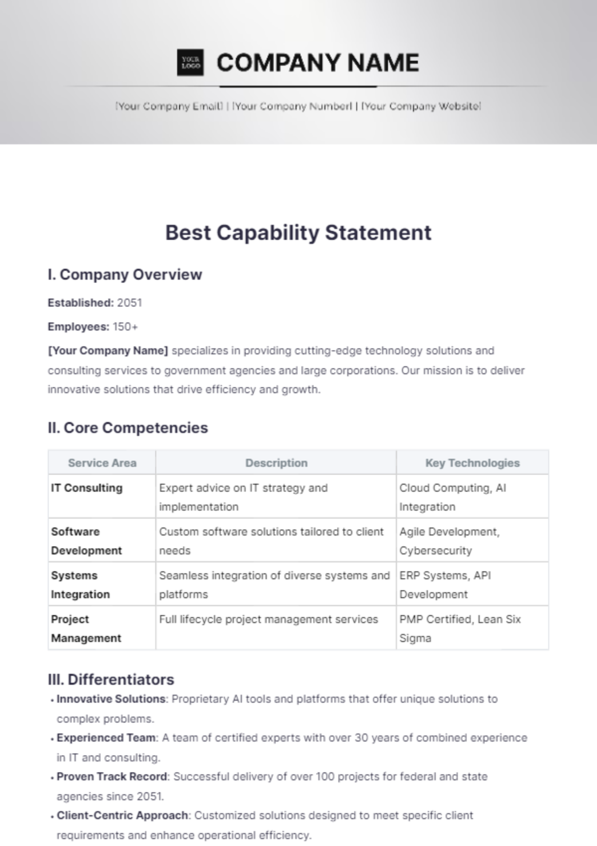 Best Capability Statement Template