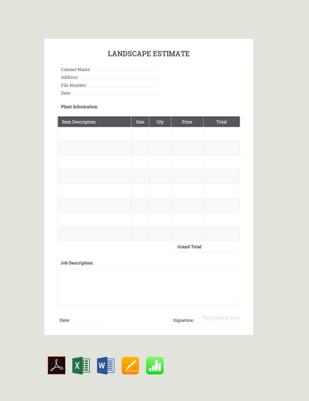 FREE Landscaping Estimate Template PDF Word DOC Excel 