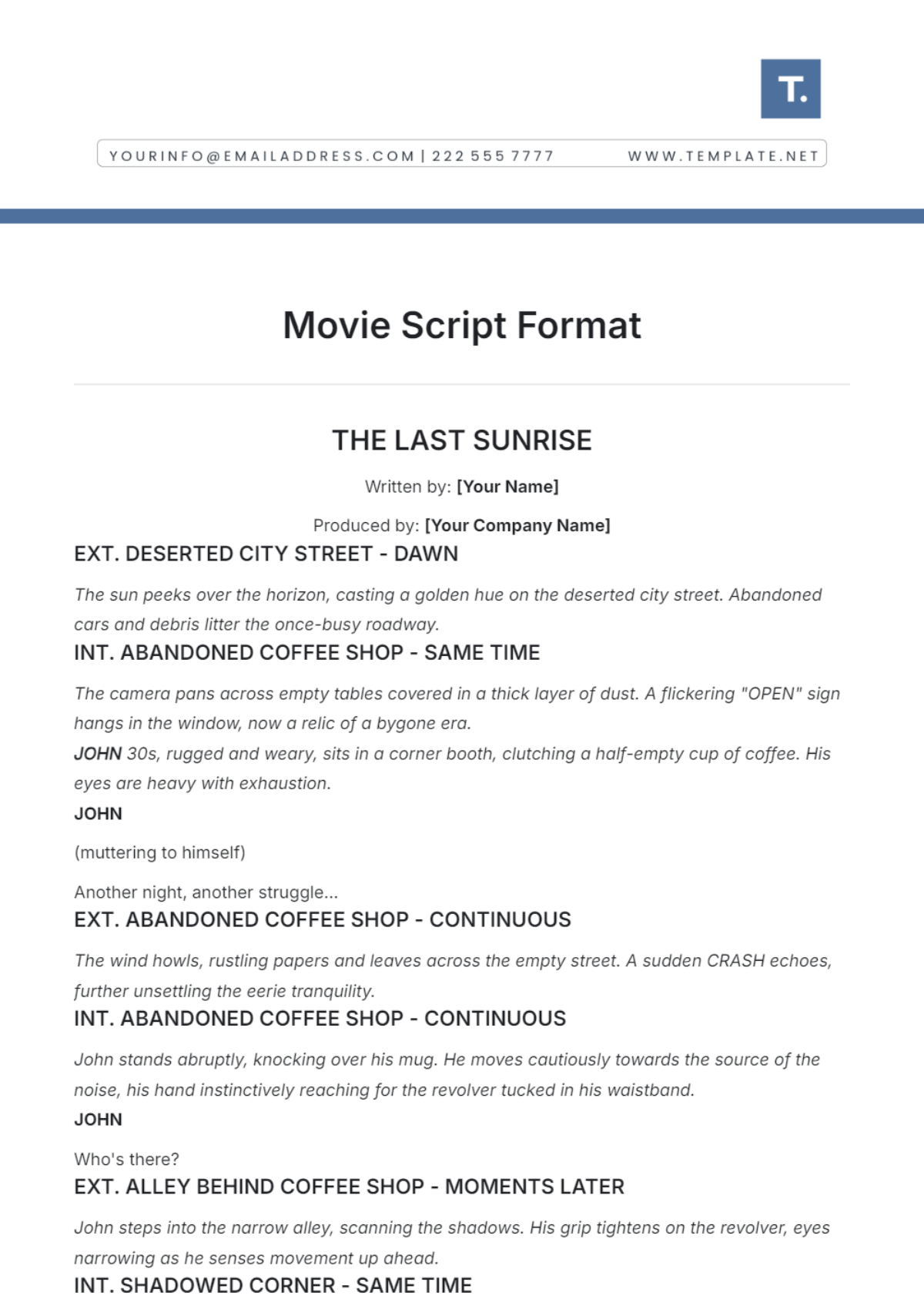 Movie Script Format Template - Edit Online & Download