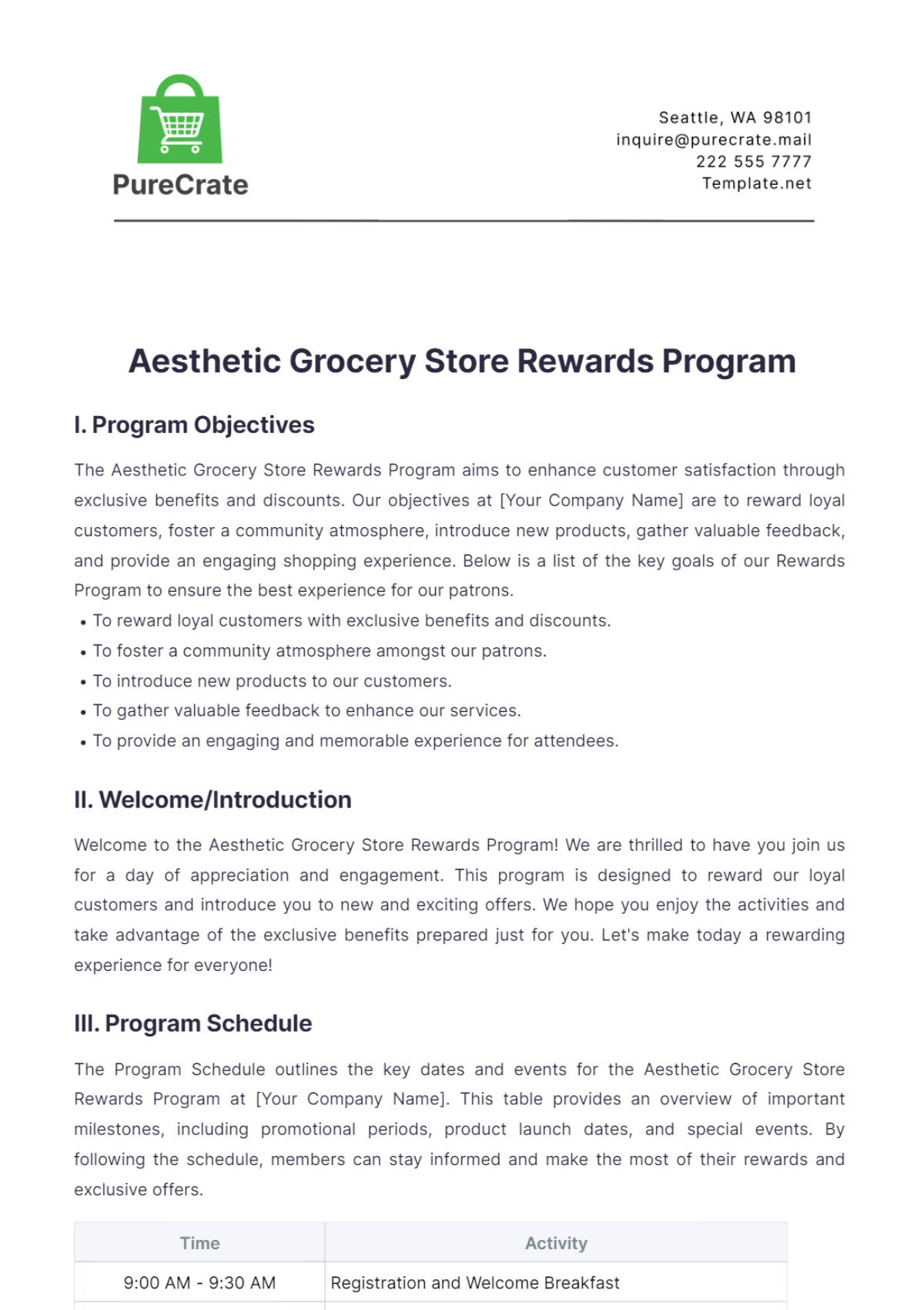 Aesthetic Grocery Store Rewards Program Template