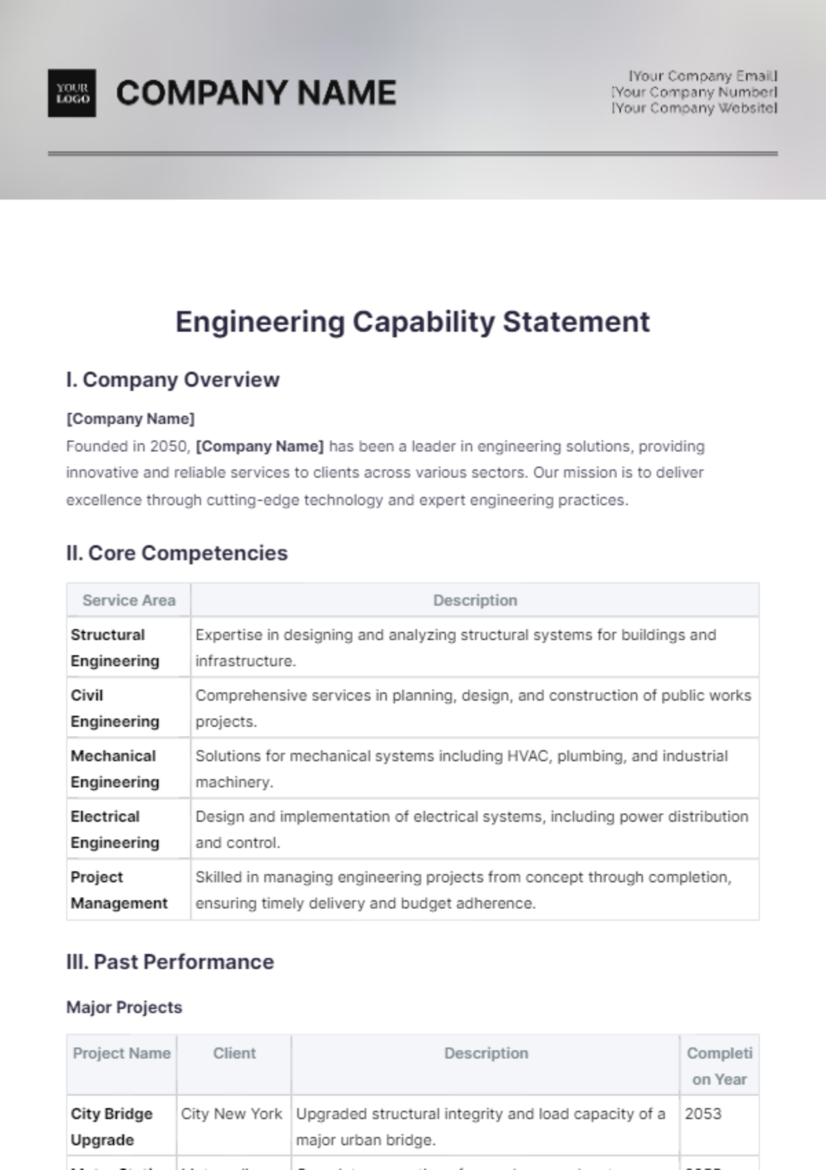 Engineering Capability Statement Template - Edit Online & Download