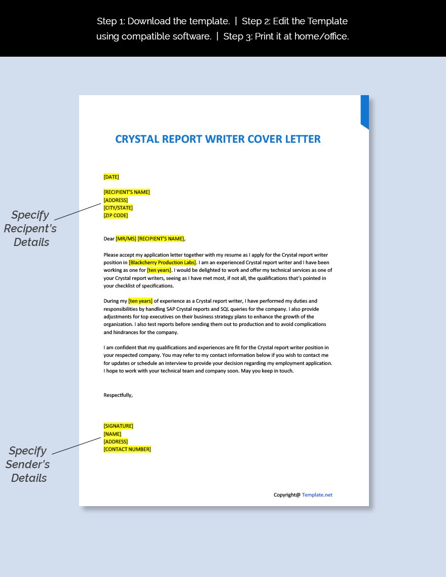 Crystal Report Writer Cover Letter