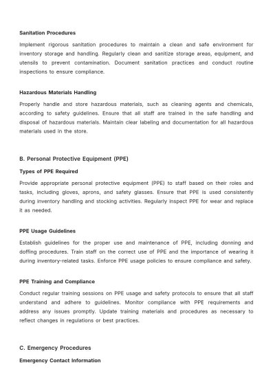 Free Professional Grocery Store Inventory SOP Template to Edit Online