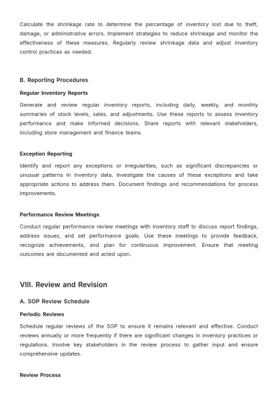 Free Professional Grocery Store Inventory SOP Template to Edit Online