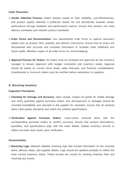 Free Professional Grocery Store Inventory SOP Template to Edit Online