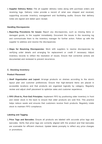 Free Professional Grocery Store Inventory SOP Template to Edit Online