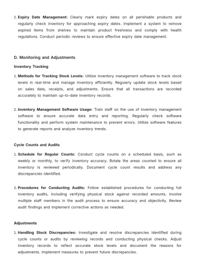 Free Professional Grocery Store Inventory SOP Template to Edit Online