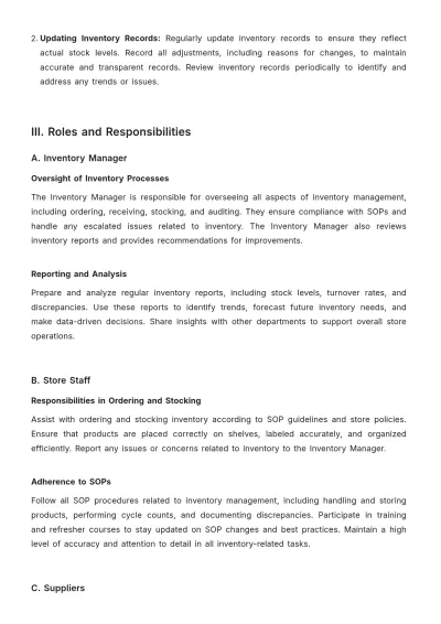 Free Professional Grocery Store Inventory SOP Template to Edit Online