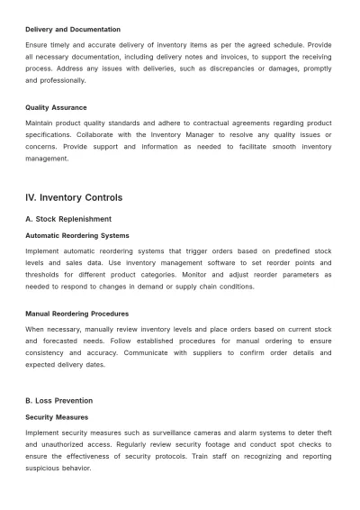 Free Professional Grocery Store Inventory SOP Template to Edit Online