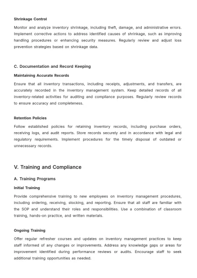 Free Professional Grocery Store Inventory SOP Template to Edit Online
