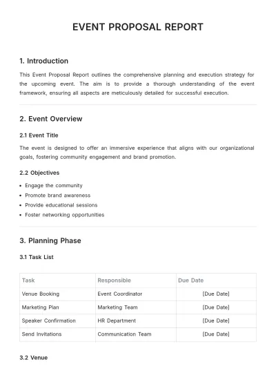 Free Event Proposal Report Template to Edit Online