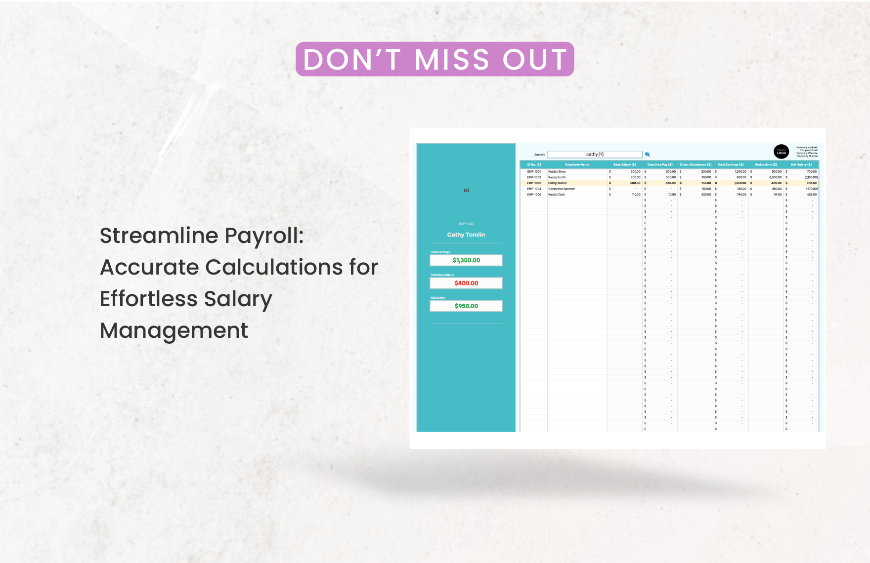 Administration Payroll Calculator Template
