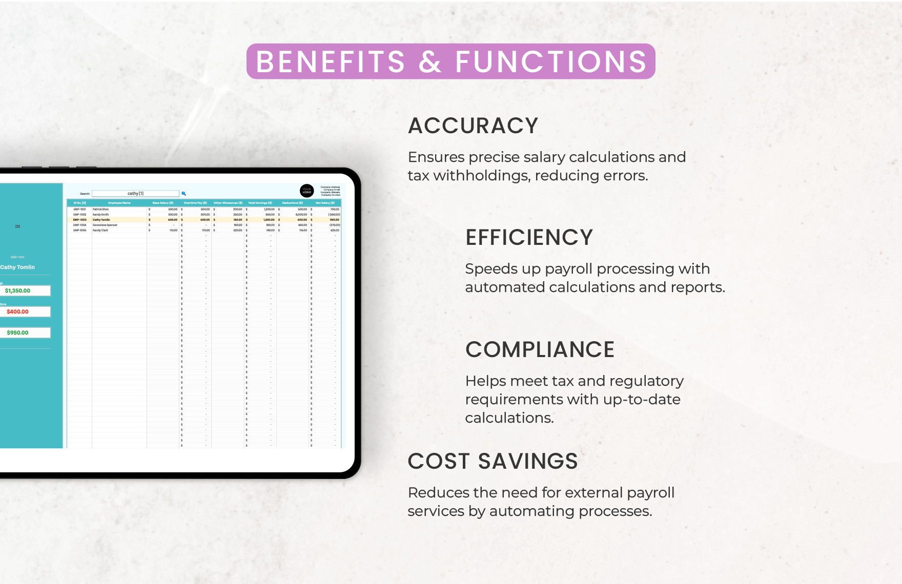 Administration Payroll Calculator Template