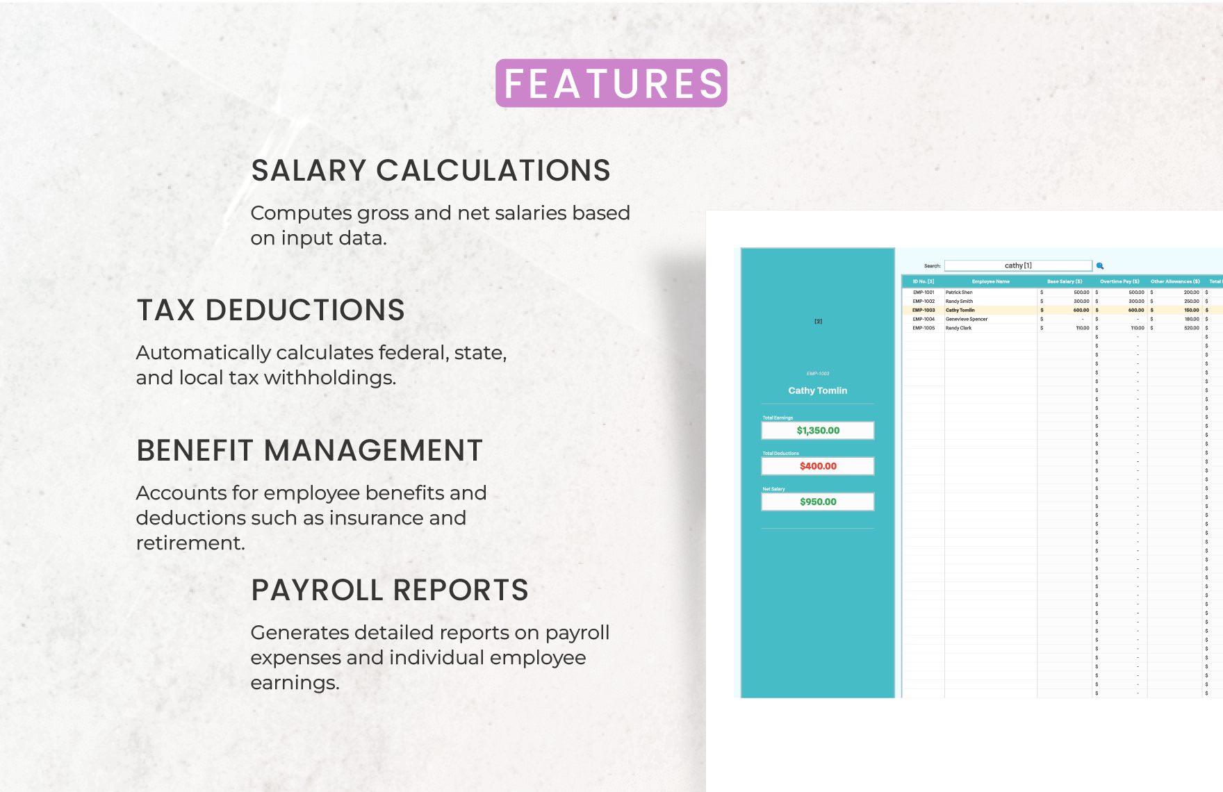 Administration Payroll Calculator Template