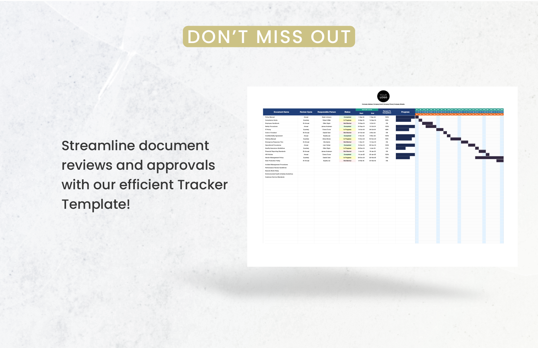 Administration Document Review Cycle Tracker Template