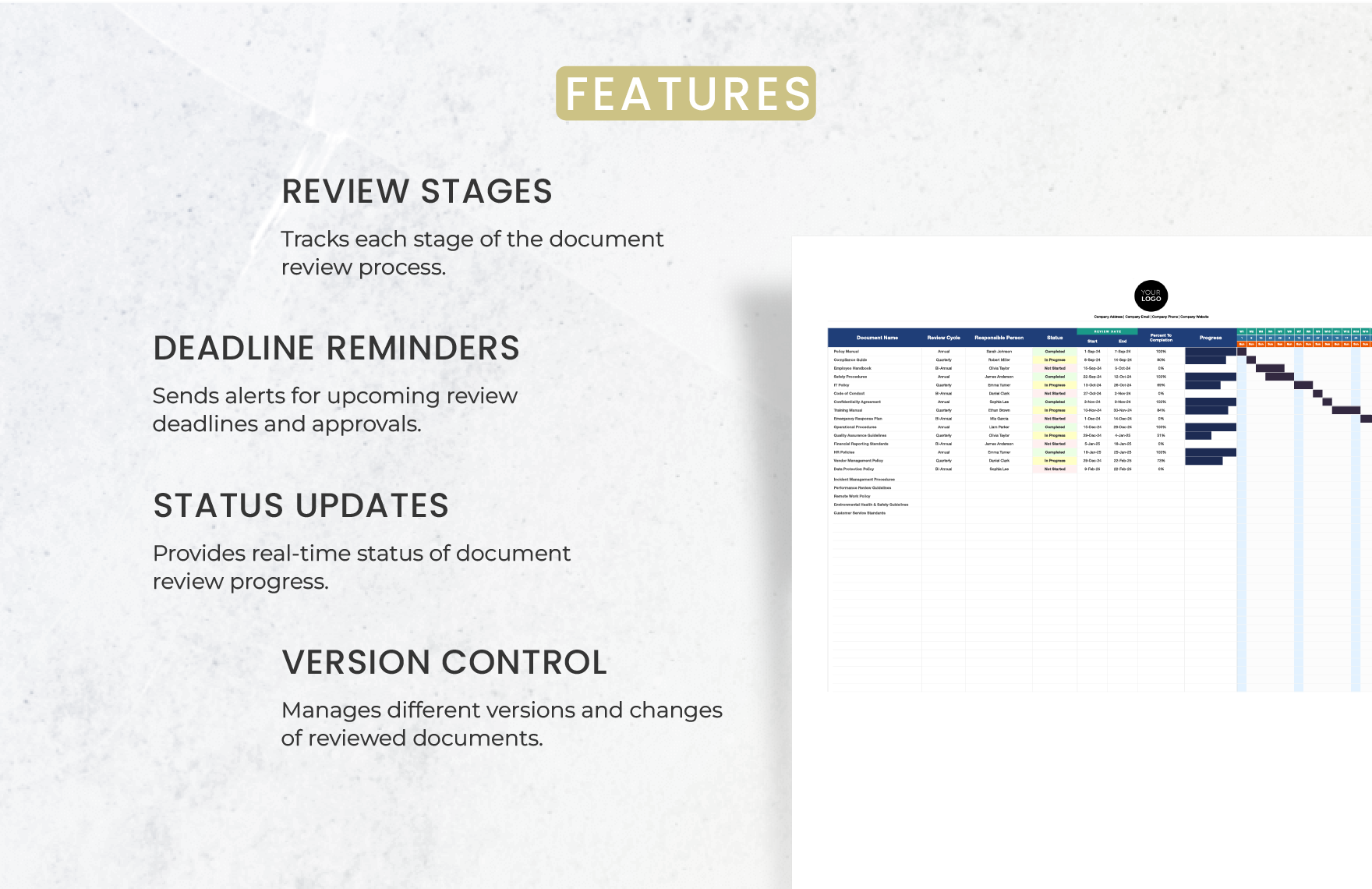 Administration Document Review Cycle Tracker Template