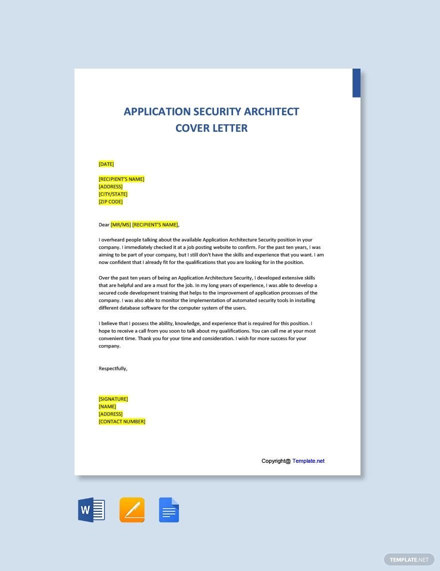 Application Security Architect Cover Letter