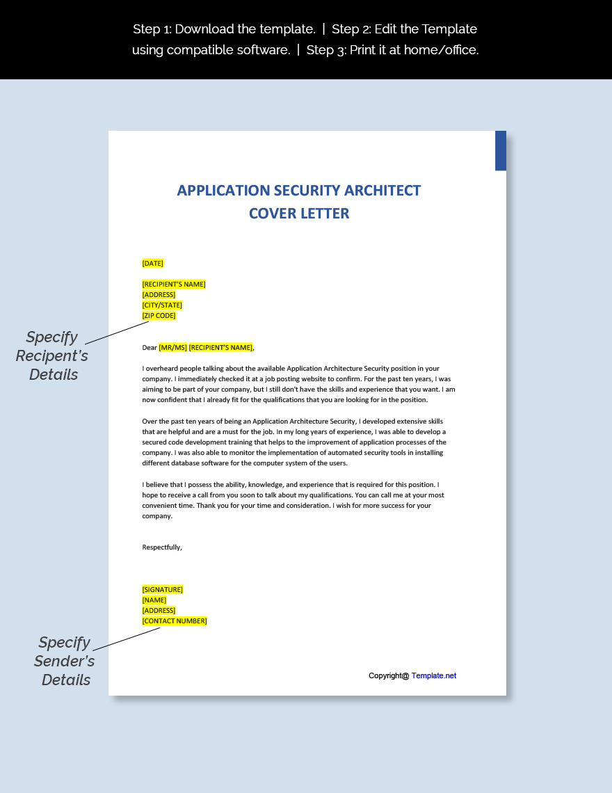 Application Security Architect Cover Letter