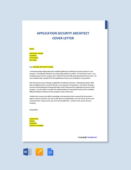 FREE Application Security Architect Cover Template - Word ...