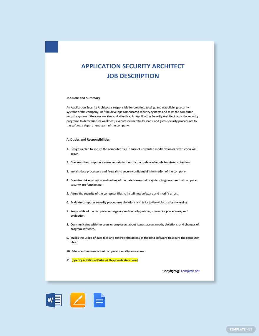 Application Security Architect Job Ad And Description Template