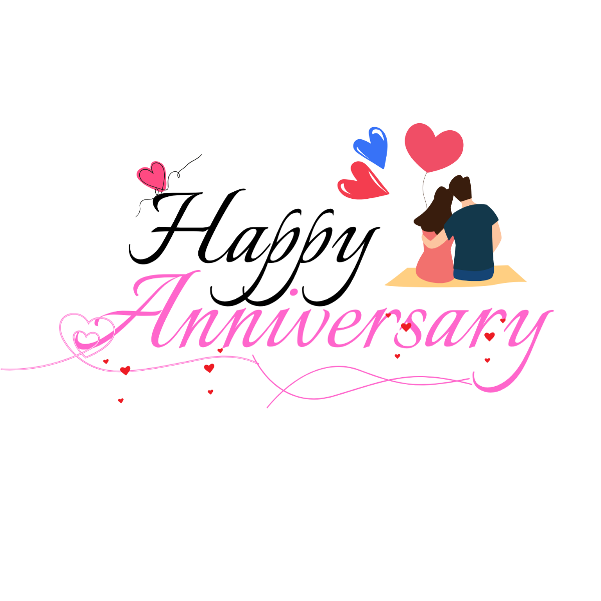 Handwritten Happy Anniversary Text - Edit Online | Template.net