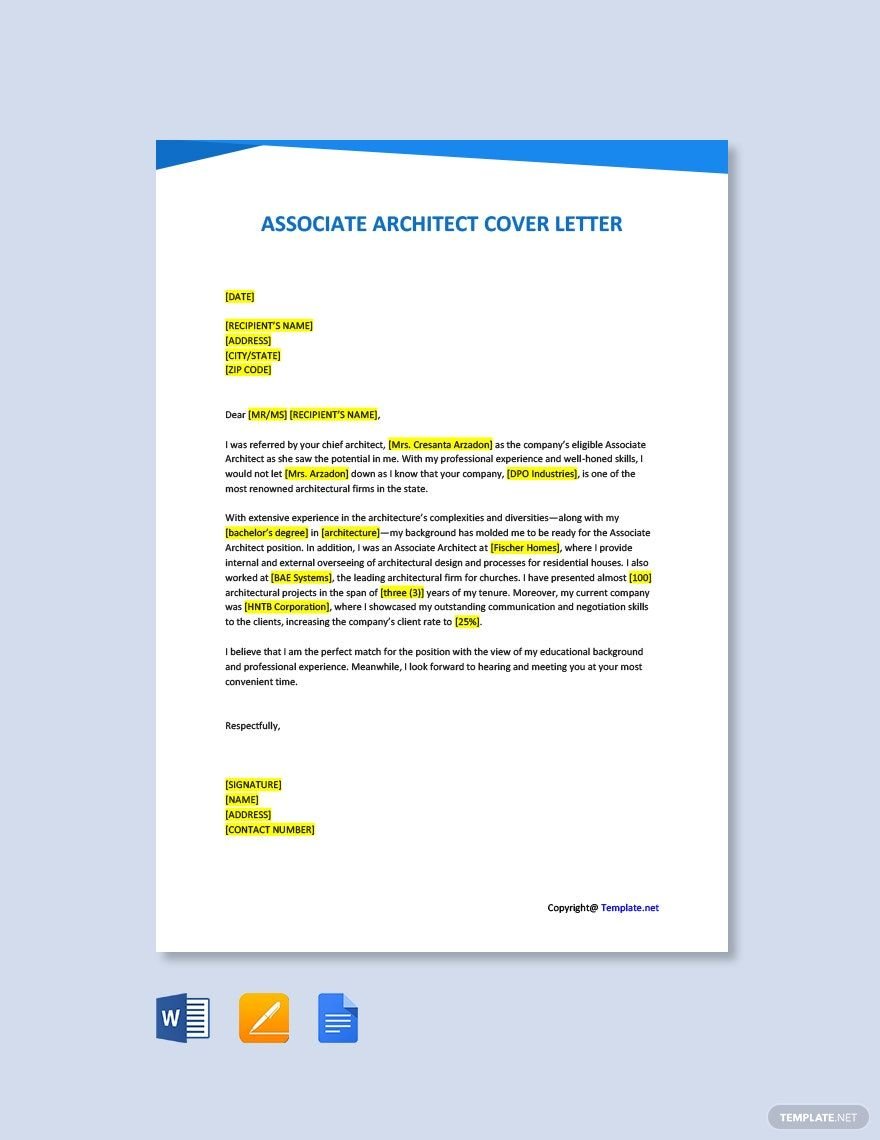 Associate Architect Cover Letter Template
