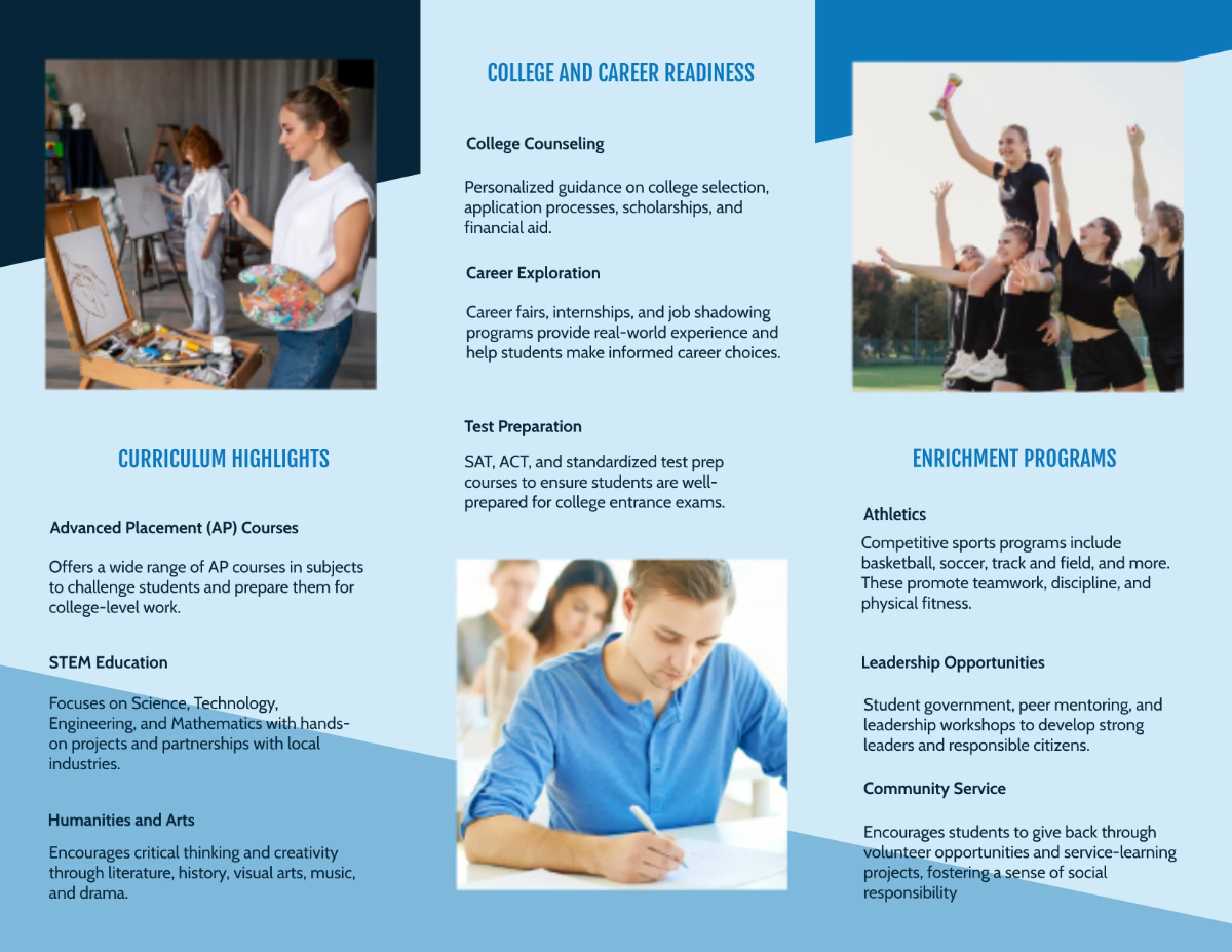 Free Education School Trifold Brochure Template to Edit Online