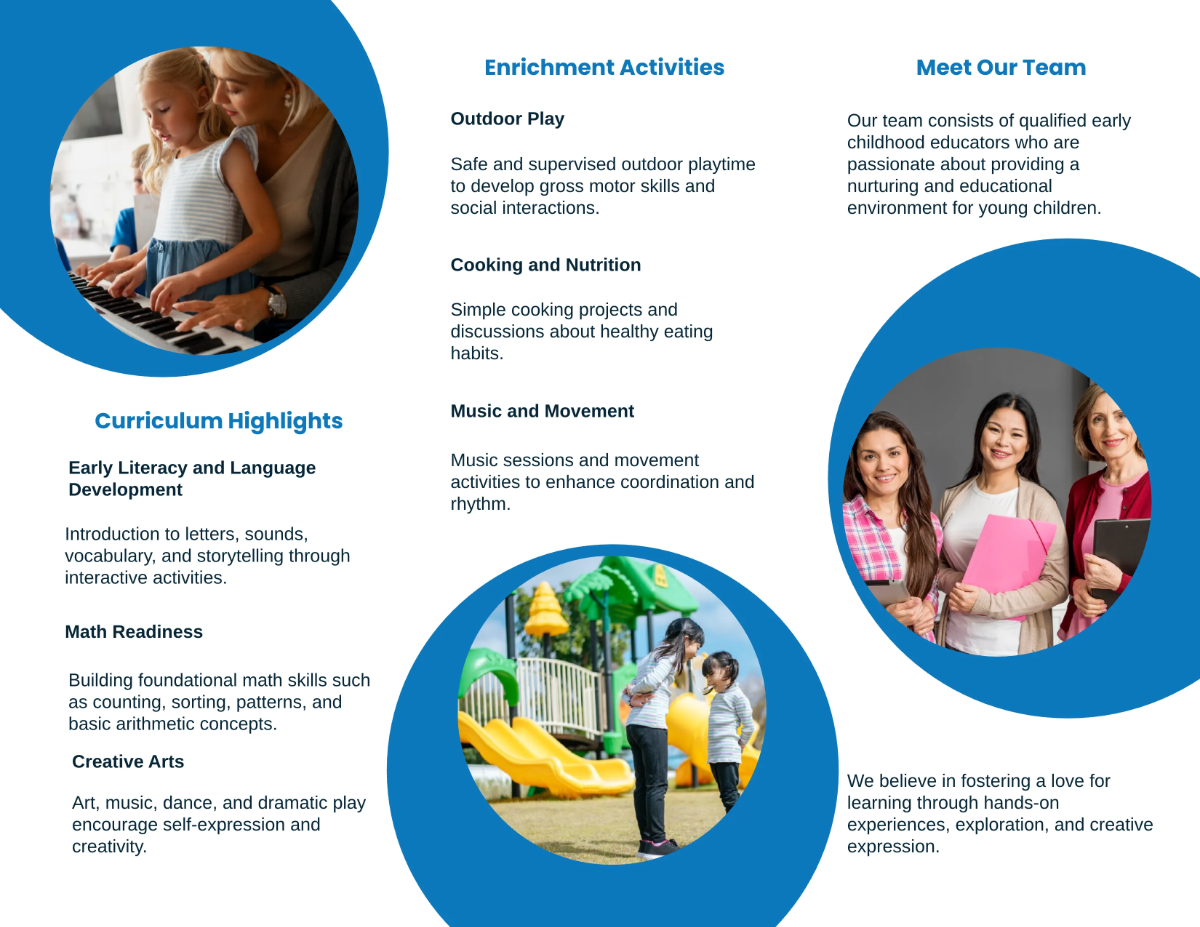 Free Preschool Tri-Fold Brochure Template to Edit Online