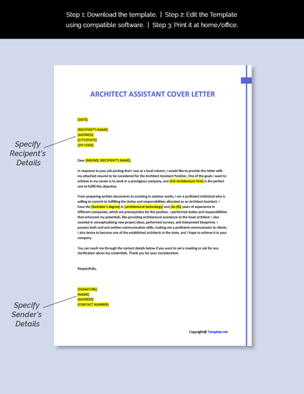 Architect Assistant Cover Letter Template