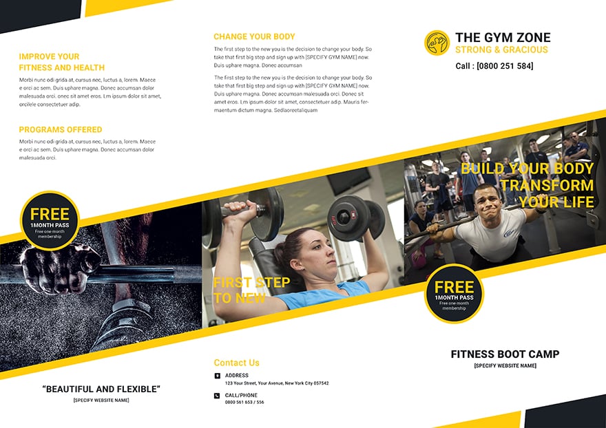 Gym Tri-Fold Brochure Template
