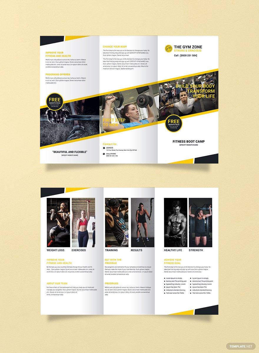 Gym Tri-Fold Brochure Template