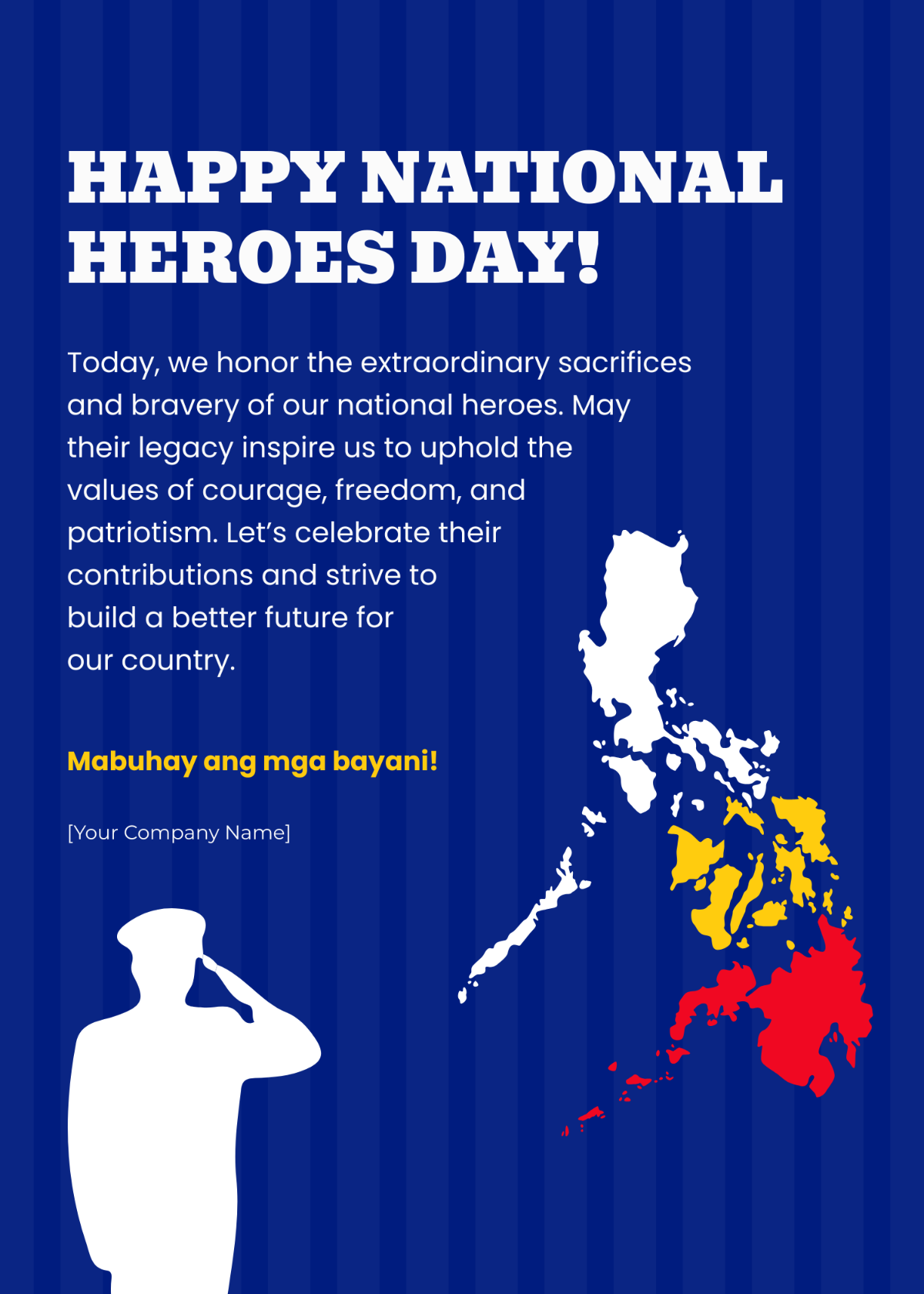 Happy National Heroes Day Greeting Template - Edit Online & Download